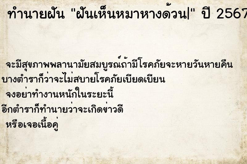 ทำนายฝัน ฝันเห็นหมาหางด้วน|